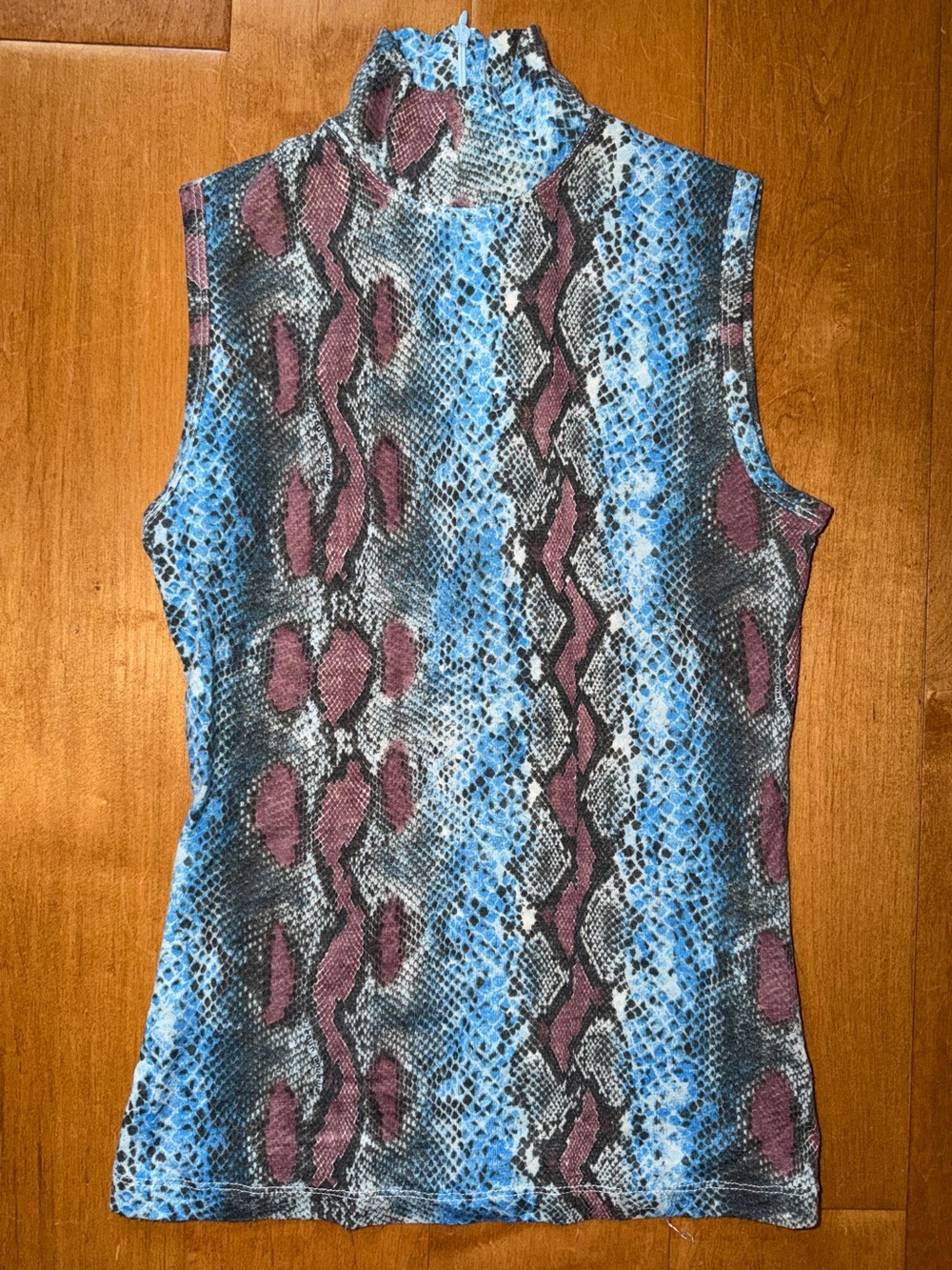 Ungaro Fever VINTAGE y2k Sleeveless Mock Neck Tank Purple Blue Snakeskin Italy